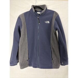 The North Face Full Zip Fleece Jacket Navy Blue Grey Mens Small 0266